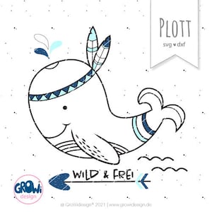 Plotterdatei Wal Boho svg dxf