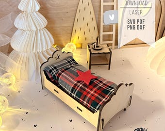 Laser file Gnome Bed SVG - Accessories for gnome door Christmas gnome
