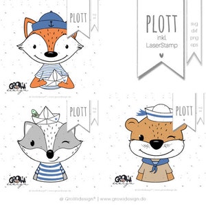 Fichier traceur marin animaux de la forêt svg dxf
