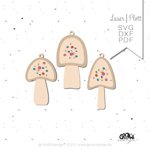 Confetti MUSHROOM Lasercut svg pdf dxf