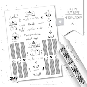 CANDLE FILE SEA maritime PDF- candle tattoo candle sticker digital download