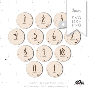Meilensteine Baby Monate Lasercut svg