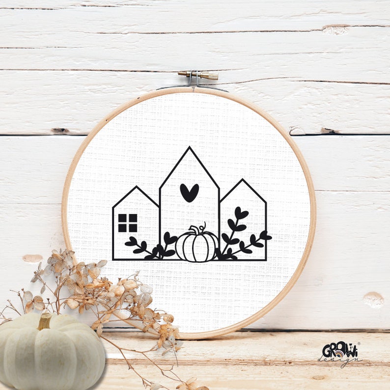 fall pattern - chesed cottage crafts | svg files |... Plotter File Autumn HOUSES Svg Dxf - Etsy