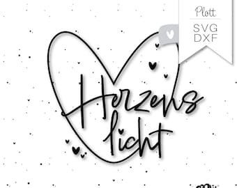 Plotter file heart light svg dxf