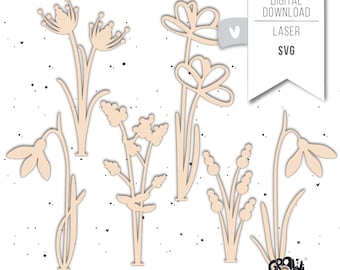 Laser file FLOWERS SPRING SVG - Snowdrop decoration - digital download