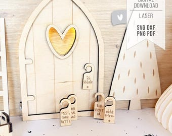 Laser file Gnome Door Sign SVG - Accessories for gnome doors - digital download