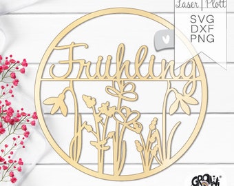 Schild Frühling svg dxf png Lasercut