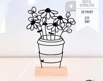 3D STL file FLOWER CUP - 3MF Bambu Studio - LineArt