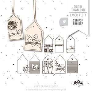 Geschenkanhänger HÄUSER Lasercut svg dxf png