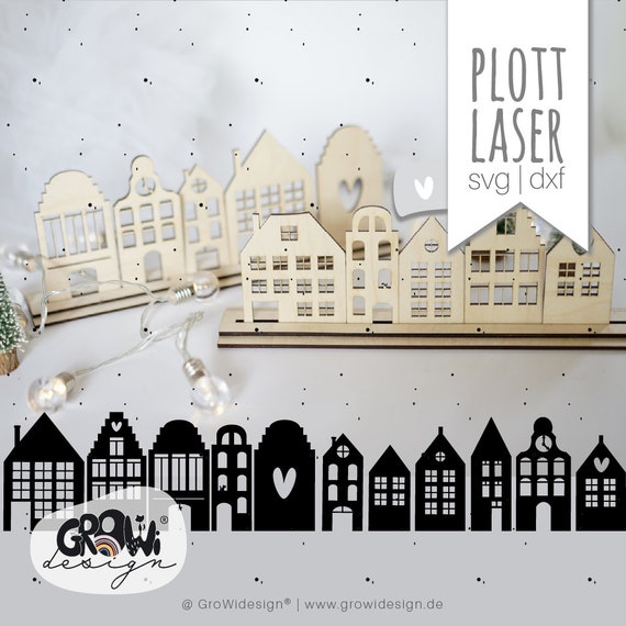 Weihnachtshäuser svg dxf Laser Plotterdatei