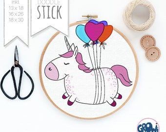 Embroidery file unicorn Pummelhorn - Doodle 3 sizes