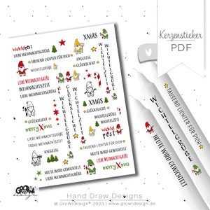 CANDLE FILE CHRISTMAS pdf Candle sticker XMAS gnome candle tattoo