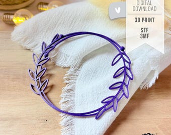 STL 3D print file WREATH - 3MF Bambu Studio - Floral flower door wreath Scandinavian modern