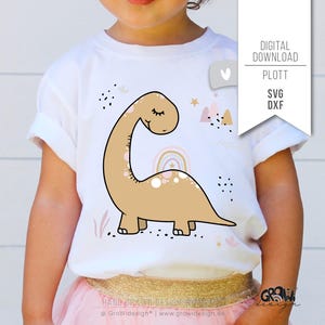 Archivo de trazador DINO SVG - Dinosaurio arcoíris de cuello largo