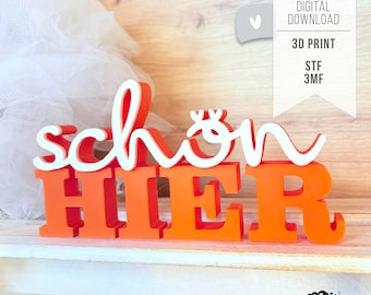 3D STL file BEAUTIFUL HERE - 3MF Bambu Studio - lettering