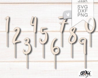 Birthday numbers laser cake topper svg