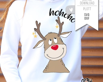 Plotter file REINDEER SVG Rudolph Christmas red nose