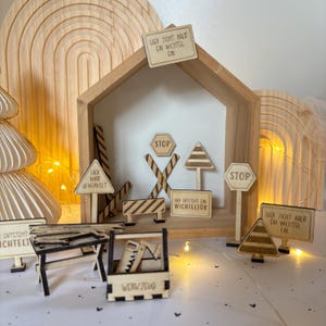 Laserdatei Wichtel Baustelle SVG DXF | Wichteltür Zubehör Holz | Miniatur Baustelle Schild Absperrung | Digital Download Commercial Use