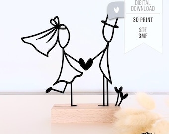 3D file WEDDING decoration - STL | 3MF Wedding couple table decoration - incl. commercial license