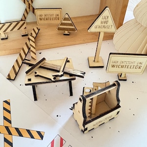 Laserdatei Wichtel Baustelle SVG DXF | Wichteltür Zubehör Holz | Miniatur Baustelle Schild Absperrung | Digital Download Commercial Use