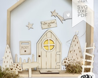 Gnome door laser file - Gnome accessories DIY laser wood - digital download