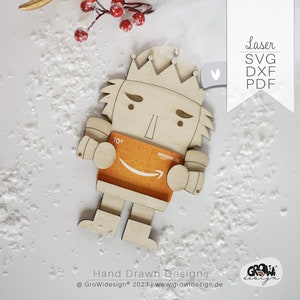 Arquivo laser VOUCHER CARD SVG Quebra-nozes Gnomo Natal