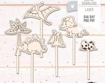 Laser file birthday DINO SVG - cake decoration cake topper - incl. commercial license