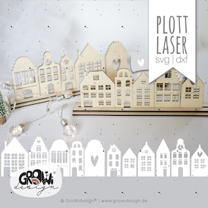 File laser CASE NATALE svg Città delle luci Città di Natale