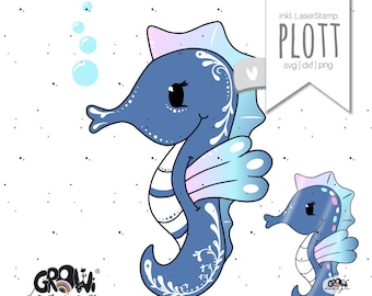 Archivo de plotter caballito de mar svg dxf