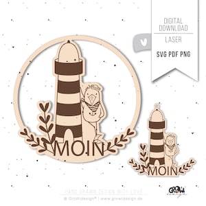 Plaque de porte en fichier laser PHARE Mouette SVG - maritime Mer du Nord