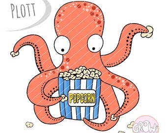 Plotterdatei Popcorn Krake - svg dxf