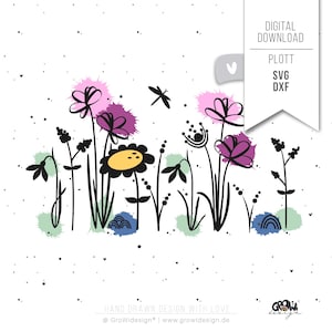 Arquivo de plotter de prado de flores svg dxf