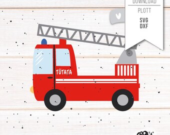 Plotter file Fire truck SVG DXF - Children's T-shirt iron-on birthday motif incl. commercial license