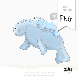 Clipart Lamantin PNG - Téléchargement numérique d'image thermocollante