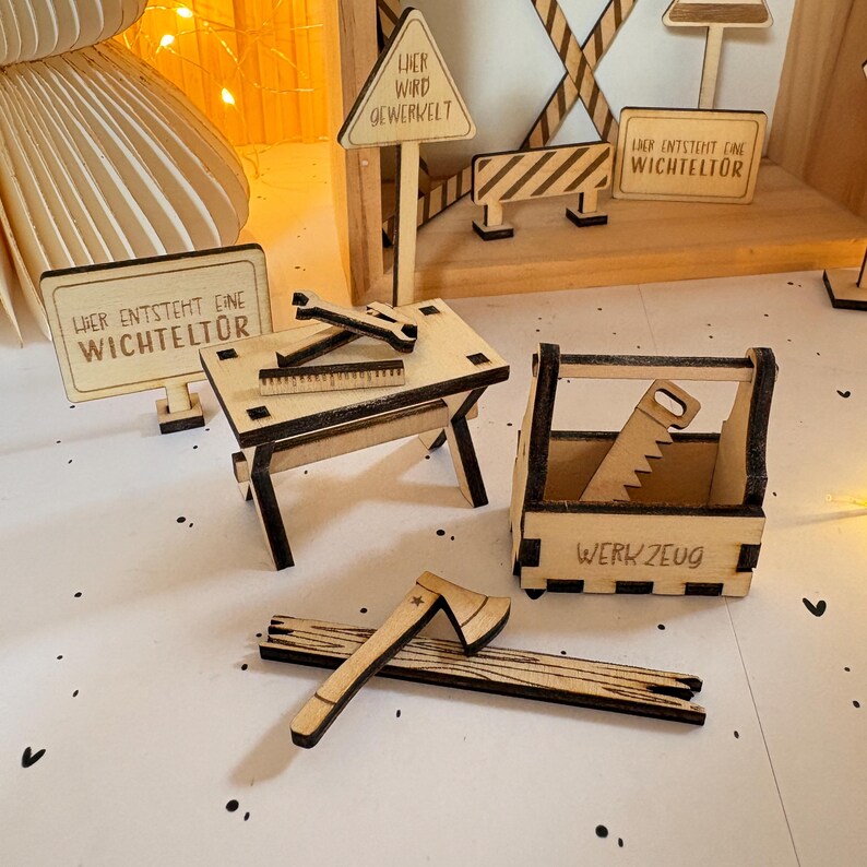 Laserdatei Wichtel BAUSTELLE svg  - Zubehör Wichteltür Wichtel Weihnachten - inkl. Gewerbelizenz