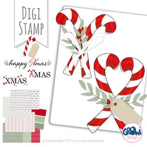 Clipart Digistamp Candy Cane XMAS