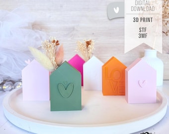 3D print file HOUSES - STL 3MF Bambu Studio - Hearts Flower Vase Valentine's Day