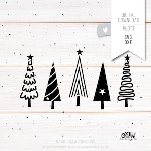 Plotter file Christmas trees fir tree svg dxf