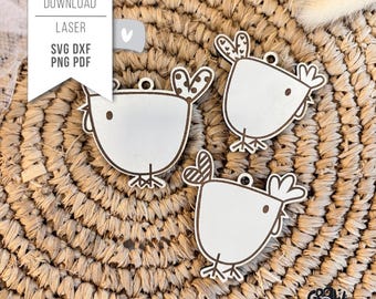 CHICKEN pendant laser file SVG - gift Easter souvenir GroWidesign