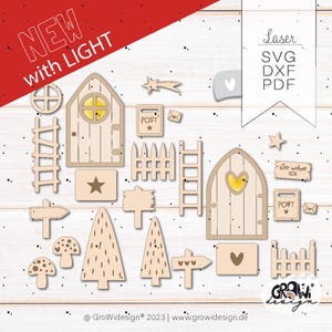 Laserbestand kabouterdeur met lichte SVG