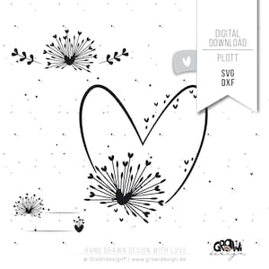 Plotterdatei PUSTEBLUME SVG - Herzen Liebe Hochzeit Muttertag