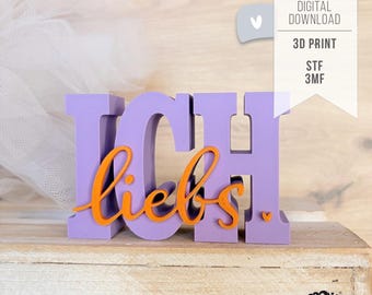 3MF | STL I love it 3D file - lettering statement - incl. commercial license