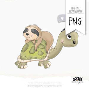 Clipart FAULTIER chillkröte PNG - Bügelbild digital Download