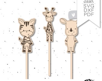 Caketopper SAFARI Laserdatei Giraffe Nashorn Zebra