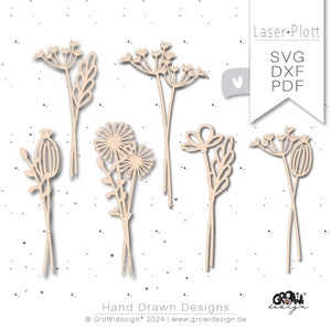 WILDFLOWERS Lasercut svg dxf flores Aniversário do Dia das Mães