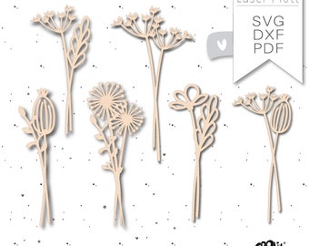 WILDFLOWERS Lasercut svg dxf flowers Mother's Day birthday