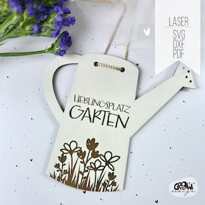 GARTEN Schild Lasercut svg dxf pdf Giesskanne