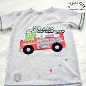 Embroidery file Fire Brigade DINO - 3 sizes included, Doodle embroidery file
