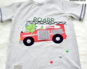 Embroidery file Fire Brigade DINO - 3 sizes included, Doodle embroidery file