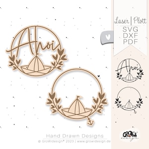 Ahoy paper ship lasercut svg dxf pdf